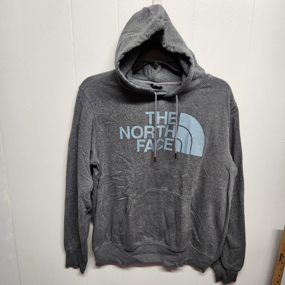 The North Face Hoodie Mens Large Gray Pullover Big Logo Fleece‎ Kangaroo Pocket